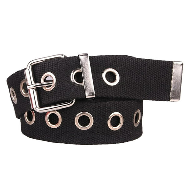 Cinturón de Hebilla con Ojal de Lona Sunnimix Cinturón de ojal de lona para mujer Negro