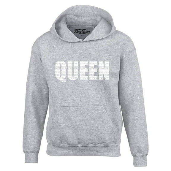 Shop4Ever Men's Queen African Pattern Style Hooded Sweatshirt Hoodie Large Sports Grey