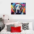 thumbnail image 4 of PIKWEEK Colorful Dog Wall Art,Graffiti Dog Canvas Print Wall Painting, with Headphone Street Pop Art,Funny Animal Picture Print Artwork for Bedroom Office Bathroom Decor 16x12in, 4 of 4