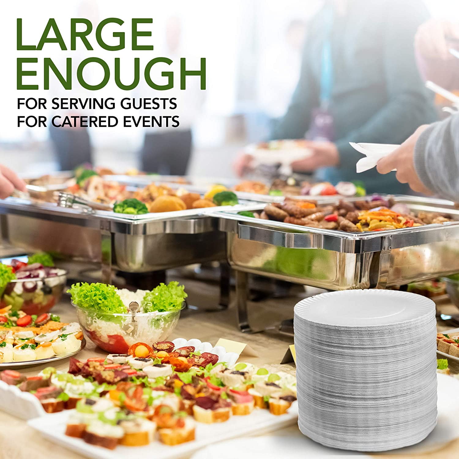 9-Inch Paper Plates Uncoated, Everyday Disposable Plates 9" Paper Plate Bulk, White, 100 Count
