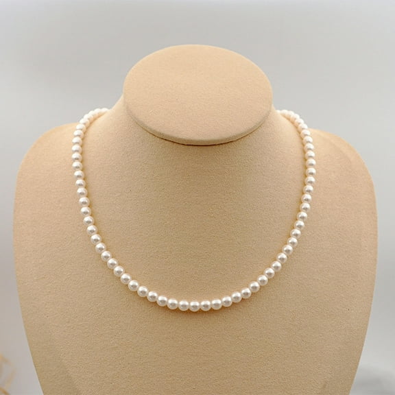 K-KED Beautiful White Pearl Necklace, Round Pearl, Single Loop Chain, Beaded Gift-5mm