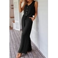 thumbnail image 2 of Women's Black Buttoned Vest and Drawstring Wide Leg Pants 2-Piece Set for Casual Elegance - [ZhiHiMeRi] | (US 12-14)L, 2 of 7