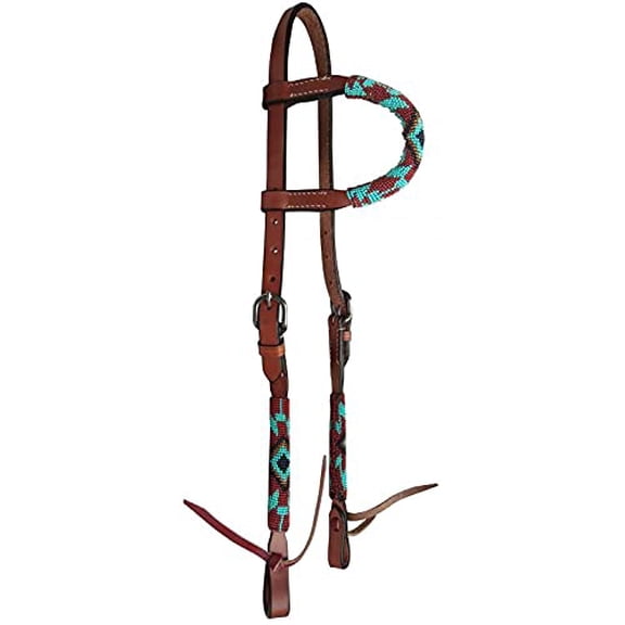 Showman Single Ear Leather Headstall w/ Beaded Design