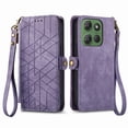thumbnail image 2 of Mantto Case for Motorola Edge (2024), Zipper Wallet Card Holder Flip Stand Premium Leather Case with Removable Wristlet Strap, RFID Blocking Magnetic Closure Case for Motorola Edge (2024),Purple, 2 of 11
