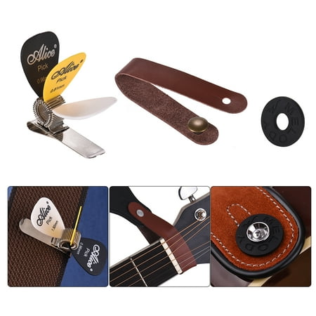 Guitar Accessory Kit Acoustic Guitar Neck Strap + Guitar Strap Rubber Lock + Guitar Picks Holder Clip + 3pcs Guitar Picks(Random Color (The Best Lock Picks)
