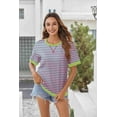 thumbnail image 4 of Zeagoo Womens Tops Casual Oversized Short Sleeve Sweatshirt Summer Striped Shirt Crewneck Pullover Loose T Shirts, 4 of 9