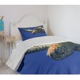 thumbnail image 4 of Ambesonne Turtle Quilted Bedspread Set 2 Pcs, Sea Animal Swimming, Twin Size, Blue Yellow, 4 of 6