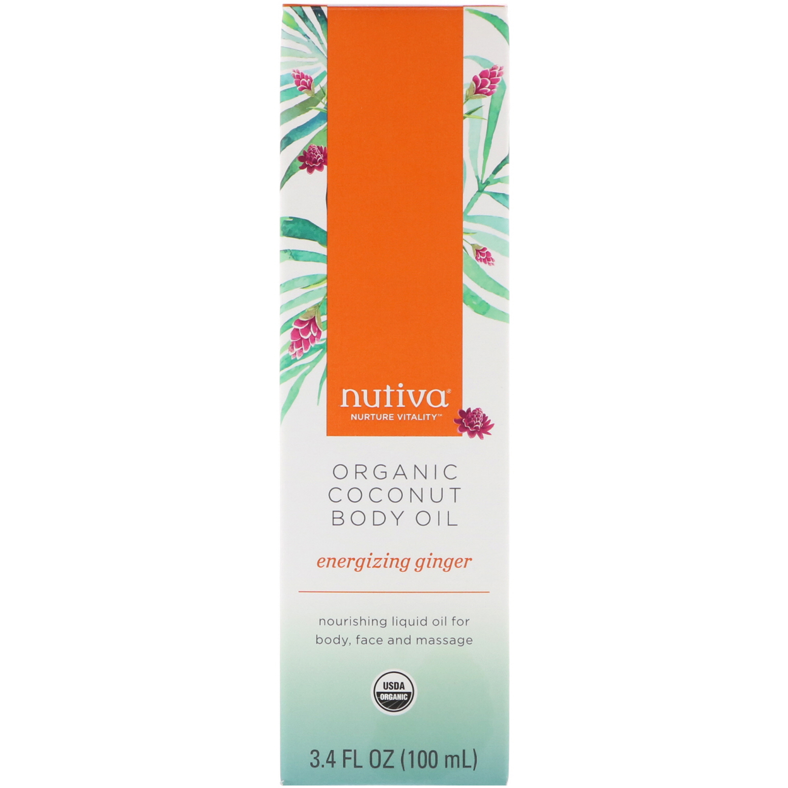 Nutiva Organic Coconut Body Oil Energizing Ginger 3 4 fl oz 100 ml