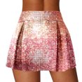 thumbnail image 4 of Tisuna Pink Carnival'S Skirt For Women Sequin Print Mid Waist Pleated Skirts Fashion Lightweight Ladies Festival Dance Wear, 4 of 6