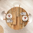 thumbnail image 3 of Ambesonne Wooden Print Fitted Round Tablecloth, Lodge Wall Planks, 40"- 44" Diameter, Burnt Orange Orange, 3 of 4