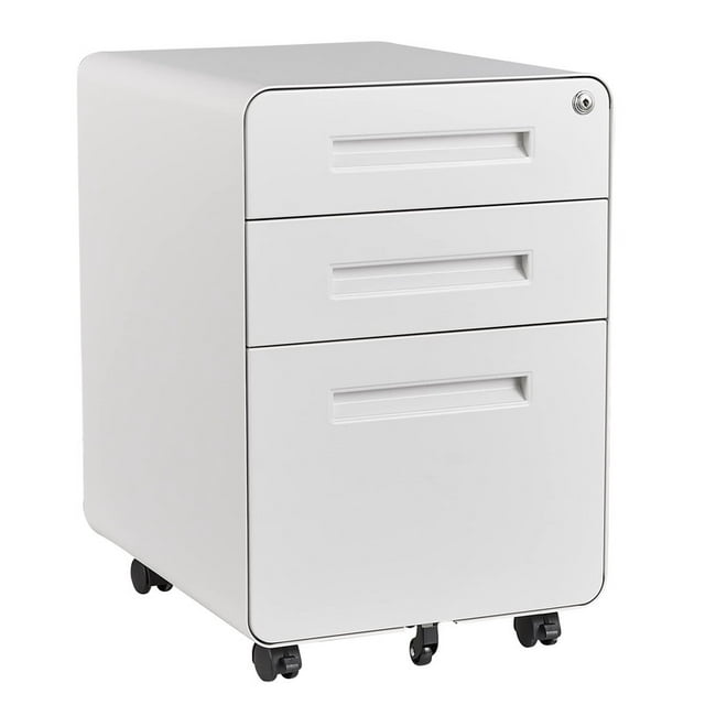 MIIIKO 3-Drawer Rolling File Cabinet, Metal Mobile File Cabinet with ...
