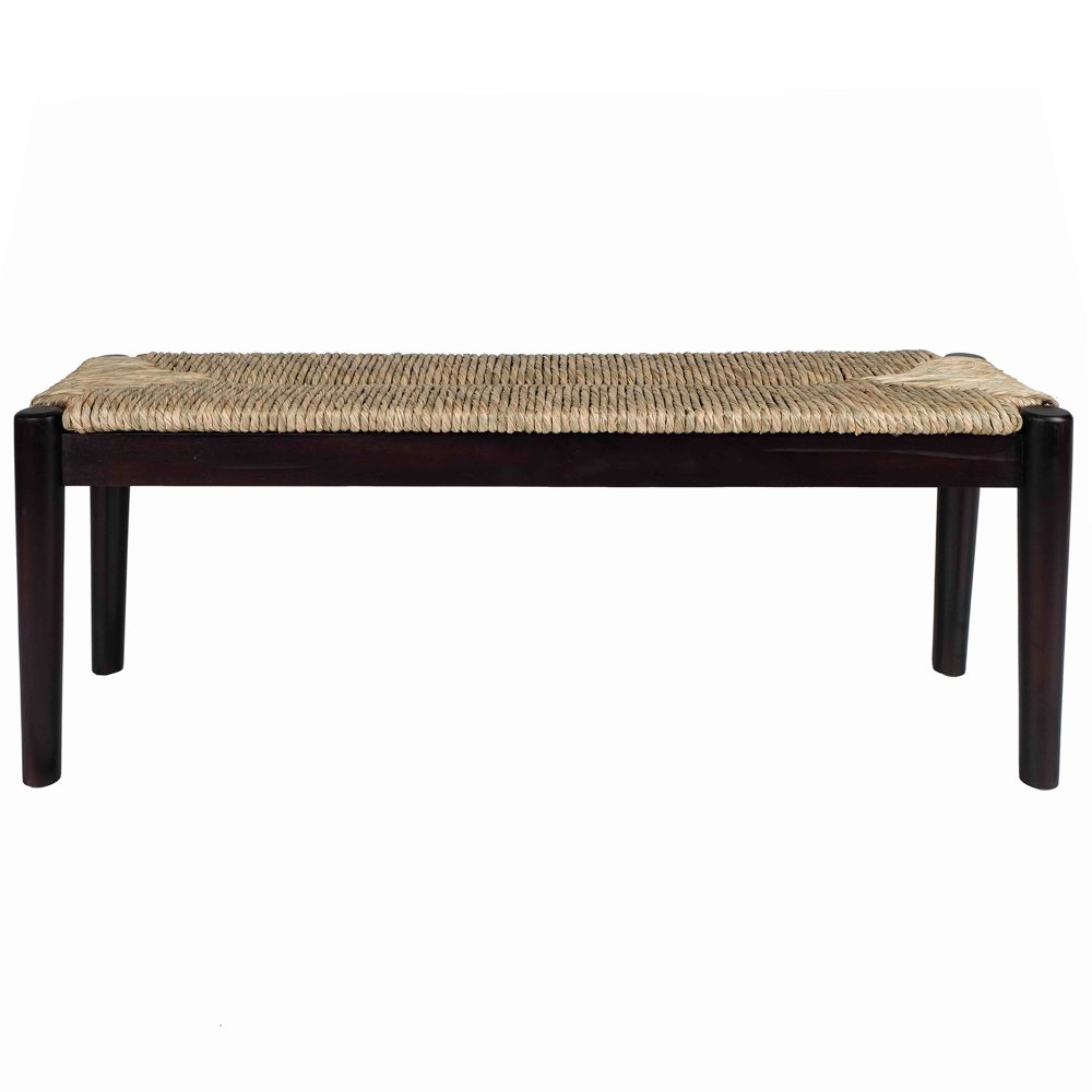 Indoor/Outdoor Seagrass Bench Black Finish Frame