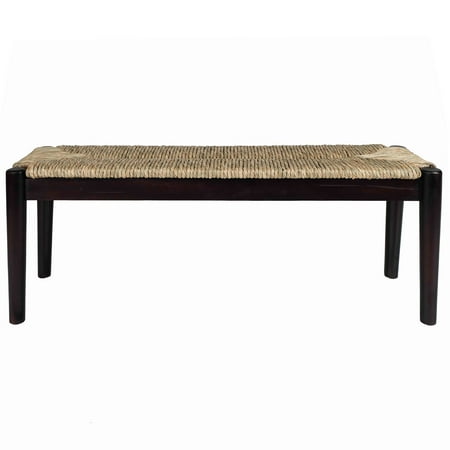Indoor/Outdoor Seagrass Bench - Black Finish Frame