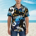 thumbnail image 2 of Fuzoiu Football Print Hawaiian Shirt for Men, Summer Beach Casual Short Sleeve Button Down Shirts, Men’s Beach Summer Shirts with Pocket,3X-Large, 2 of 7