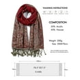 thumbnail image 2 of Pashmina Scarf Women Luxury Reversible Shawl Paisley Wrap Blanket Rave Scarves with Fringes 78.5'' X 27.5''(Red), 2 of 7