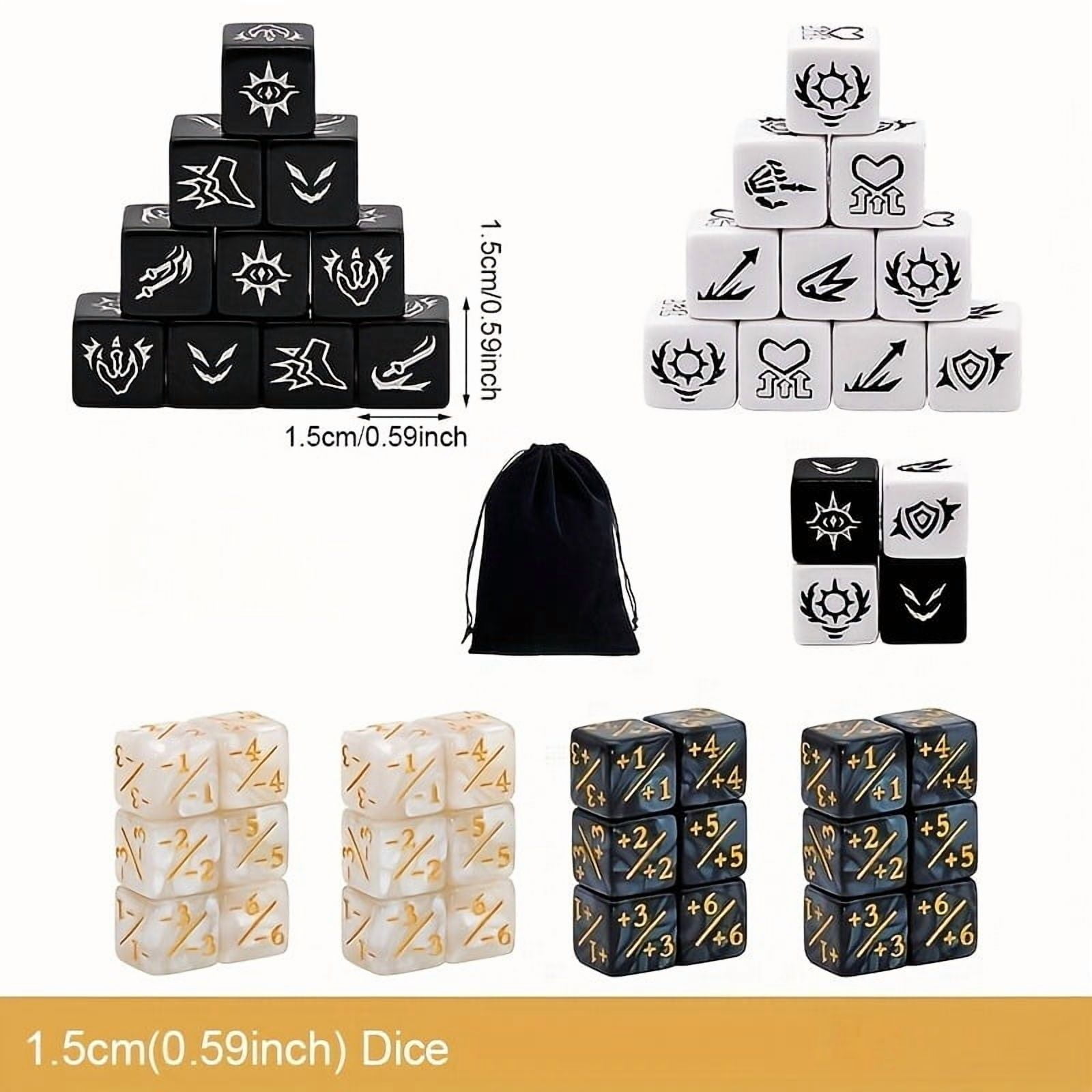 SWAJUJA 48pcs Abilities Keywords Counter Dice MTG Dice 1/+1 Counters Bulk Creature Stats Buff Tokens Dice Set for Magic The Gathering, MTG, TCG, Card Games Accessories (Multicolor)