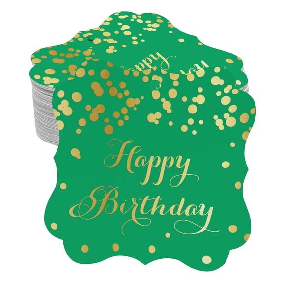 Inkdotpot Pack Of 50 Real Gold Foil Bracket Shape Paper Tags Happy Birthday Favor Hang Tags