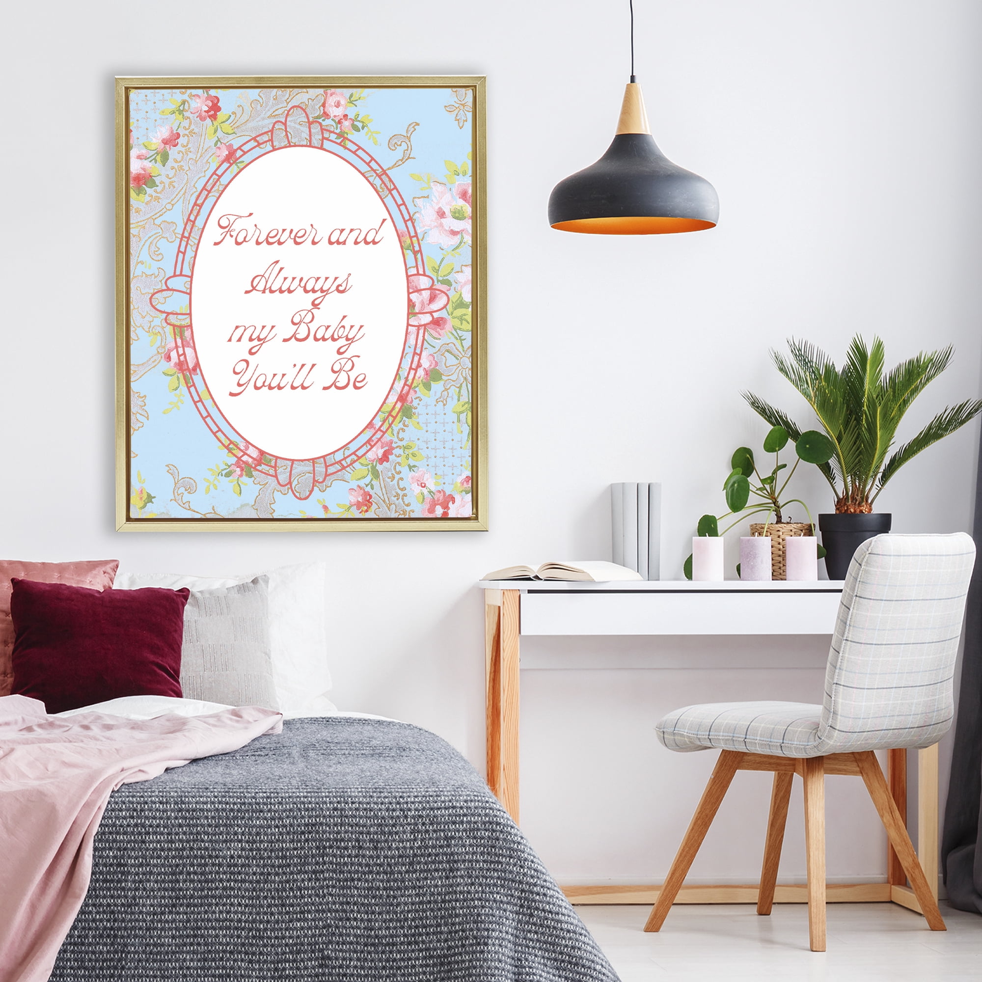Stupell Industries Forever And Always My Baby Gold Framed Floater Canvas Wall Art, design by Lil' Rue