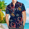 thumbnail image 1 of Camisa con estampado Folral, blusa informal de moda con botones de solapa de manga corta para verano, 1 of 5
