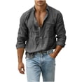 thumbnail image 6 of ZUBKTE Mens Button Down Shirt Casual Long Sleeve Shirts | Spread Collar, Hippie Beach Tops, Solid Color, Summer Beach Wedding, Shirts for Men, 6 of 9