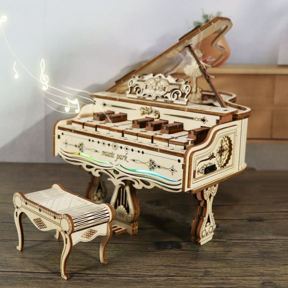 Magic Piano 3D Puzzles for Adults – Mechanical Music Box Puzzle Kit to Build, Aesthetic Desk Decor, Creative Gift for Women & Men