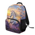 thumbnail image 2 of POLERO White Horse Lavender Design 17 Inch Backpack for Teenagers, Polyester Lightweight with Side Pocket Travel Ruckpack for Work, 2 of 10
