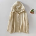 thumbnail image 6 of JUSLIO Hoodies for Women Breathable Sun Protection Shirt,Linen Hooded Drawstring Collar Full Button Front Chest Patch Pocket Hoodies Sweatshirts Yellow L, 6 of 9