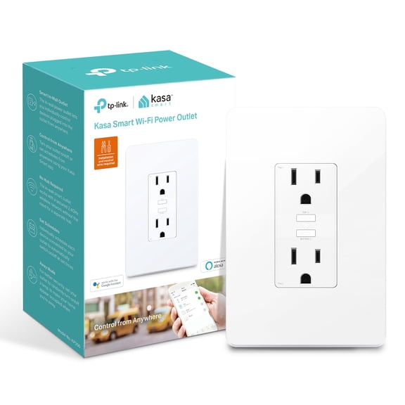 Plug KP200, In-Wall Smart Home Wi-Fi Outlet Works with Alexa, Google Home & IFTTT, No Hub Required, Remote Control, ETL Certified , White, 1 Pack