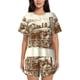 thumbnail image 1 of Fotbe Train Conjunto de Pijama Estampado para Mujer, 2 Piezas, Ropa de Dormir con Camiseta de Manga Corta y Shorts Suaves-Medium, 1 of 6