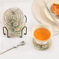 thumbnail image 5 of 6 Pcs Drink Coasters with Holder 3.94in Woven Coasters for Drinks Dragonflies with White Daisies Coaster Set for Protection Table, 5 of 7