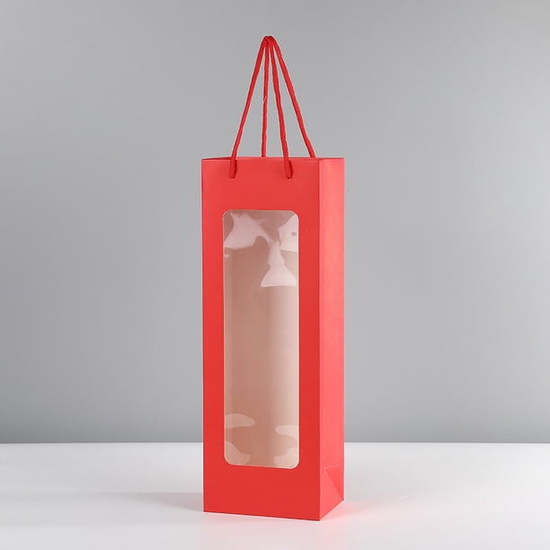 Xiao Hua Regalos, flores, bolsas de embalaje para cajas de regalo, flores con ventana transparente rectangular, regalos, bolsos de embalaje para vino tinto (rojo)
