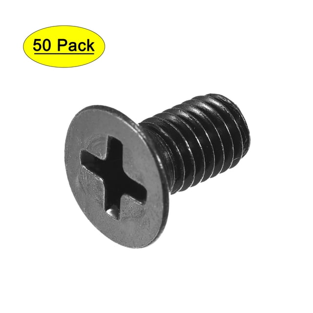 Unique Bargains M5 x 10mm Phillips Screw Fastener Black Zinc Plated 50 Pack