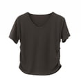 thumbnail image 3 of Kajonyu Women's Nylon Spandex V Neck Short Sleeve Workout Yoga Top, 3 of 6