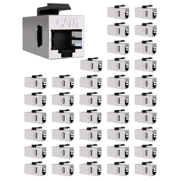 Acoplador Keystone VANDESAIL Cat 6 blindado, paquete de 40 unidades, plateado