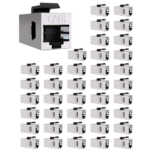 Acoplador Keystone VANDESAIL Cat 6 blindado, paquete de 40 unidades, plateado