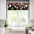 thumbnail image 4 of Christmas Kitchen Curtains and Valances Set, Rod Pocket Curtains Tier Farmhouse Window Curtains 24 Inch Length, Winter Snowflake Red Flowers Leaves Ball 3 Piece Kitchen Curtains Set, 4 of 6