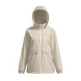 thumbnail image 4 of vdgthytj Womens Rain Jacket Windproof Drawstring Hooded Jackets Lightweight Waterproof Solid Travel Hiking Outwear with Pockets(Large,Beige), 4 of 7