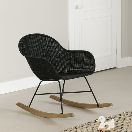 South Shore Balka, Bohemian Harmony Rocking Chair, Black Rattan
