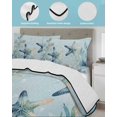 thumbnail image 3 of Quilt King Size Bedding Set, Coastal Starfish Reversible Summer Quilt 3 Pieces, Nautical Ocean Creature Eucalyptus Leaf Lightweight Bedspreads Coverlets with 2 Pillow Shams for All Seasons, 3 of 5