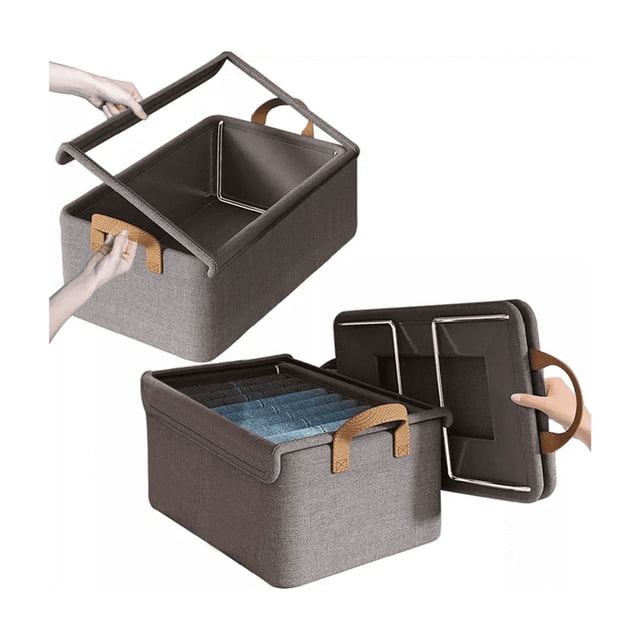 Cajas Organizadoras De Tela Con Tapa Y Soporte De Acero 2pcs café oscuro