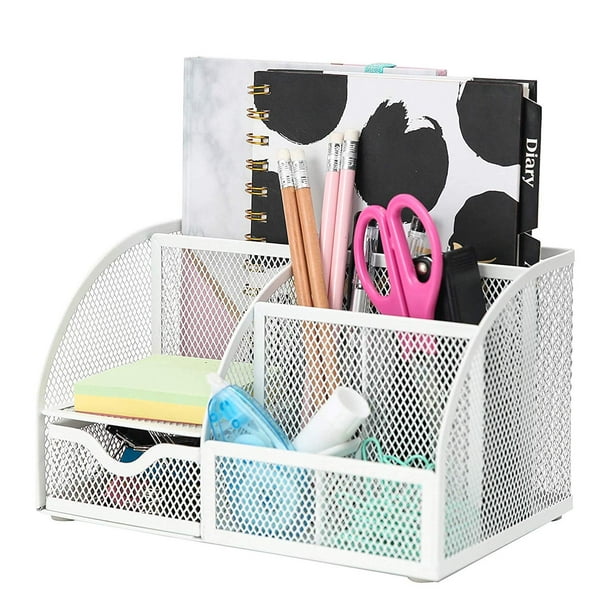 ANNOVA Wire Mesh Desk Organizer White