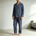 thumbnail image 3 of XUNKUSGA Mens Pajamas Sets Fashion Plaid Button Down Pjs Sets Soft Cotton Long Sleeve Shirt and Long Pants 2 Piece Pajamas for Men Casual Lightweight Sleepwear sets with Pockets,Size 3XL, 3 of 5
