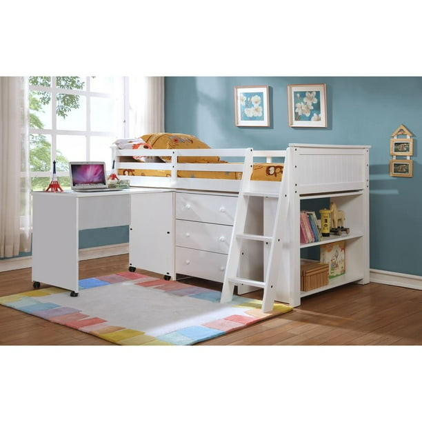 Leo Loft Bunk Bed With Drawer Chest Tiers Book Shelf And Rolling