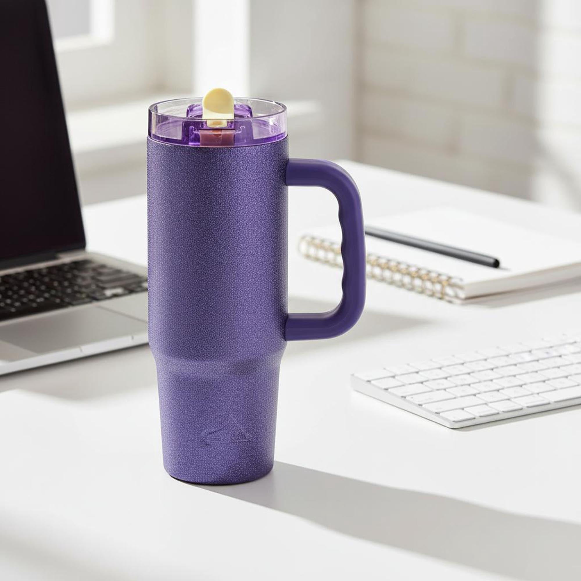 Ozark Trail 30 oz Limited Edition Stainless Steel Insulated Tumbler with Handle, Purple Glitter