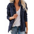 thumbnail image 3 of Women'S Fall Utility Jacket - Stand Collar, Solid Color, Loose Fit, Zipper Closure, and Multiple Pockets Dark Blue 4XL, 3 of 8