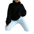 thumbnail image 2 of Winter Fleece Jacket for Women Zipper Stand Collar Casual Coats with Pockets Black XL, 2 of 9