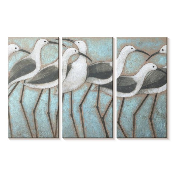 Elephant Stock Coastal Parade Wall Art - Horizontal Multi Panel Canvas - Living Room Wall Decor - Animal Multi Panel - Gray And Blue Decor By Norman Wyatt Jr. - 23" x 14"
