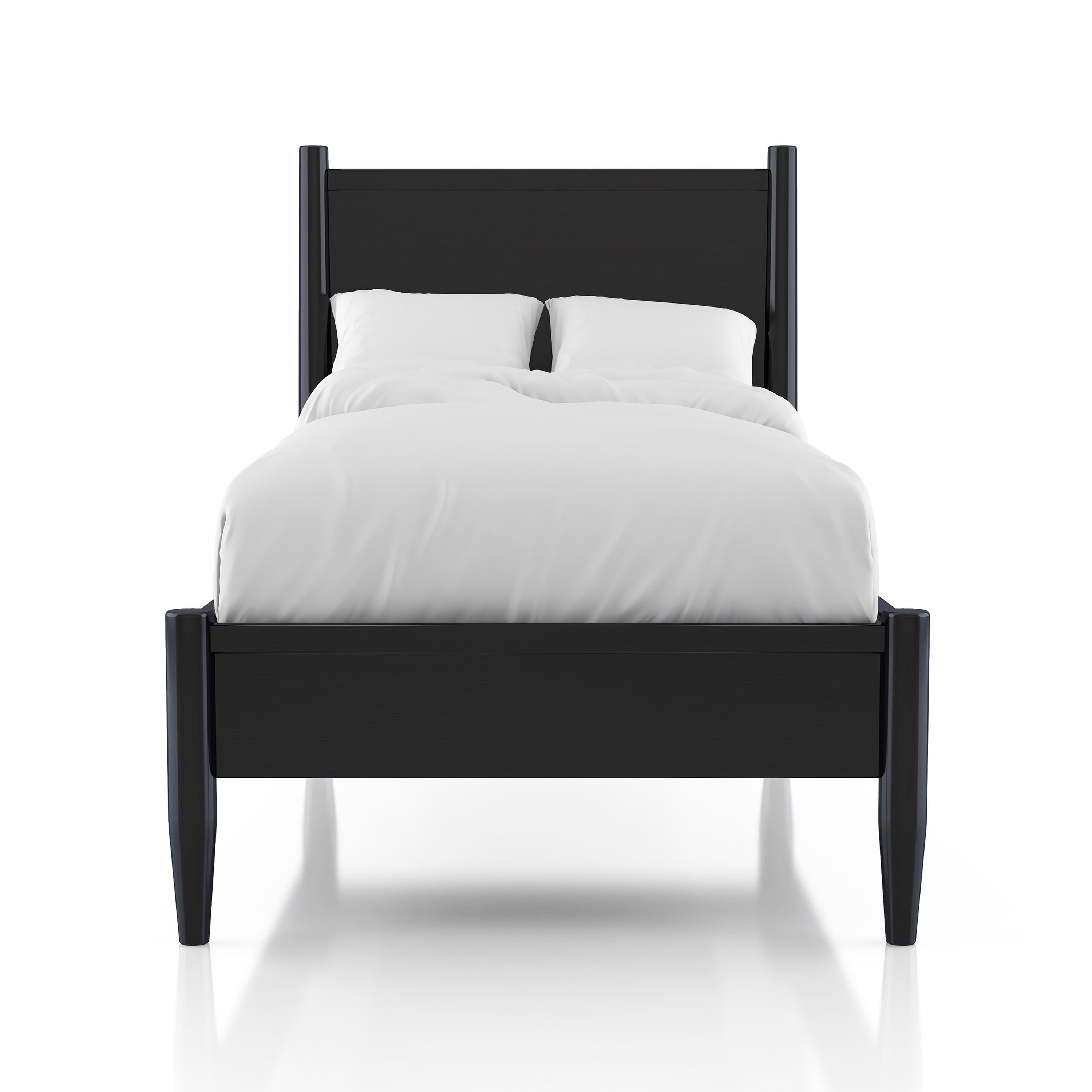 Furniture of America Mattress Ready Solid Wood Black Twin Kids Bed with 12" Memory Foad Mattress