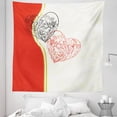 thumbnail image 1 of Asymmetrical Tapestry, Romantic Themed Graphic of Curlicue Floral Hearts Love Couple Valentines, Fabric Wall Hanging Decor for Bedroom Living Room Dorm, 5 Sizes, Vermilion Cream, by Ambesonne, 1 of 1