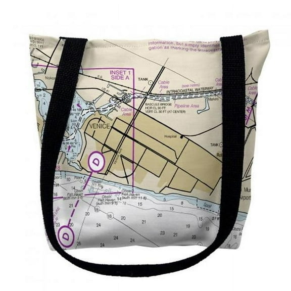 Venice Inlet, FL Nautical Map Medium Tote Bag 16x16 - 16 inches x 16 inches